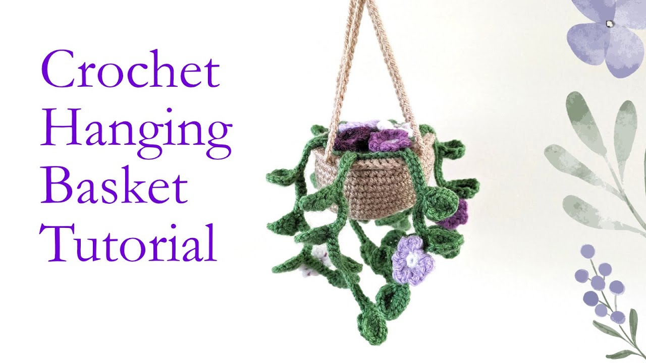 Crochet this hanging basket plant with flowers - YouTube