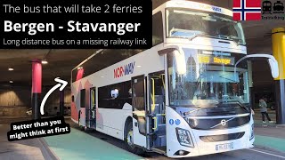 Bergen  Stavanger, Norway by intercity bus Kystbussen NW400 operated by NorWay