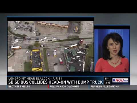Garbage truck flips in crash with Spring Branch school bus