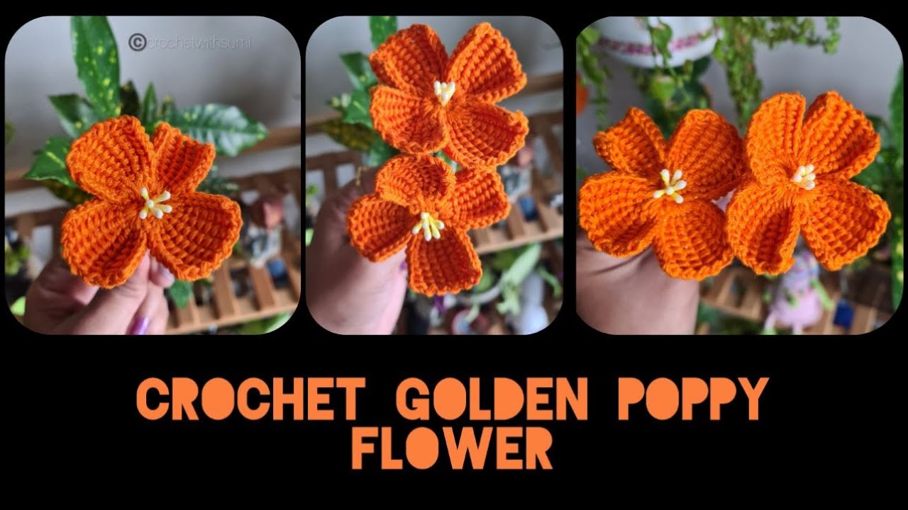 How To Crochet Golden Poppy Flower || Crochet Flower
