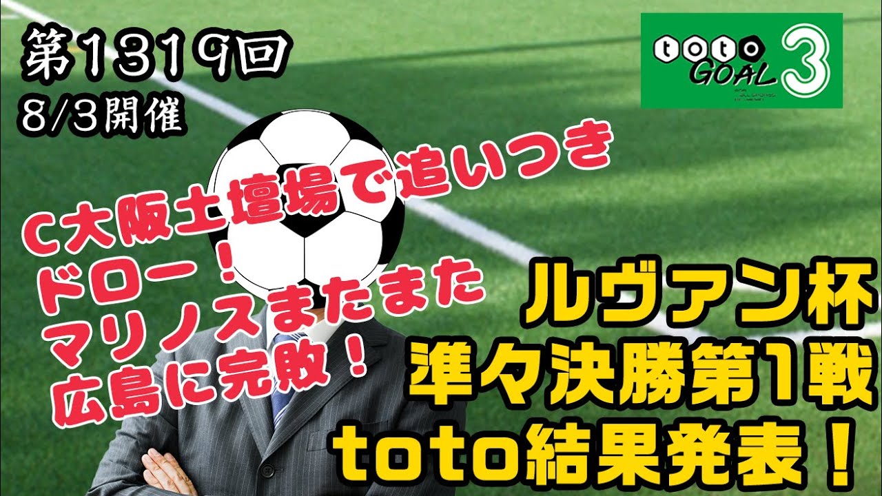 第1319回 Toto結果発表 ルヴァンカップ準々決勝第1戦 Youtube