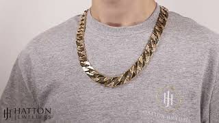 Solid 9ct Yellow Gold Heavy Square Curb Chain -16mm - 26"