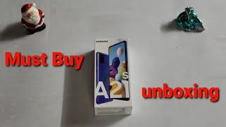 Samsuang galaxy a21s unboxing. blue colour