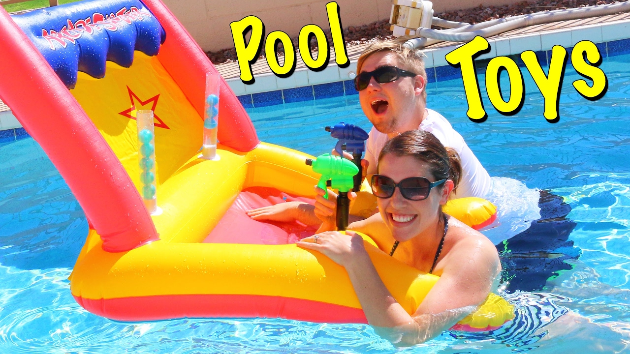 POOL GAMES! Swimming Pool Arcade Game Challenge Water Guns Play Kids