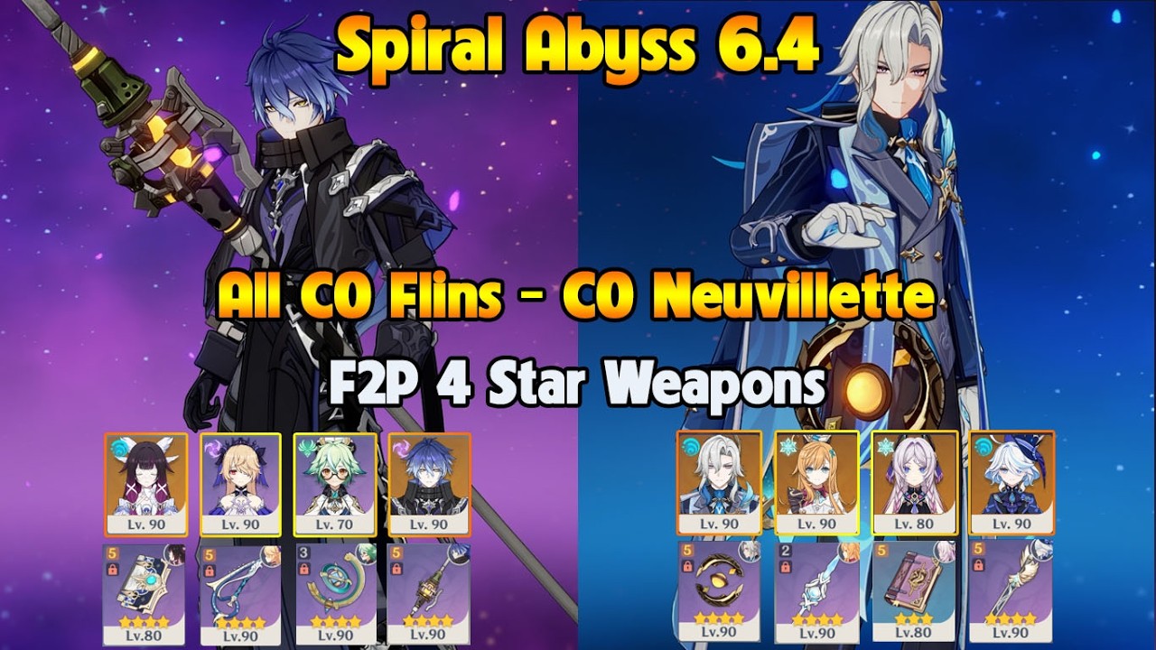 【新作】Fontaine 4種類 All C0 Flins - C0 Neuvillette Freeze F2P 4 Star Weapons | NEW