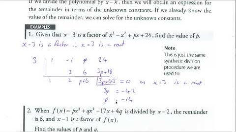 Higher Maths Polynomials and Quadratics Lesson 2 Finding unknown coefficients Exercise 7E and 7F