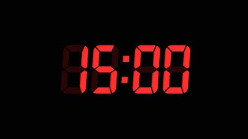 15 Seconds Digital Countdown Timer | Black Background | Red Text | No Sounds