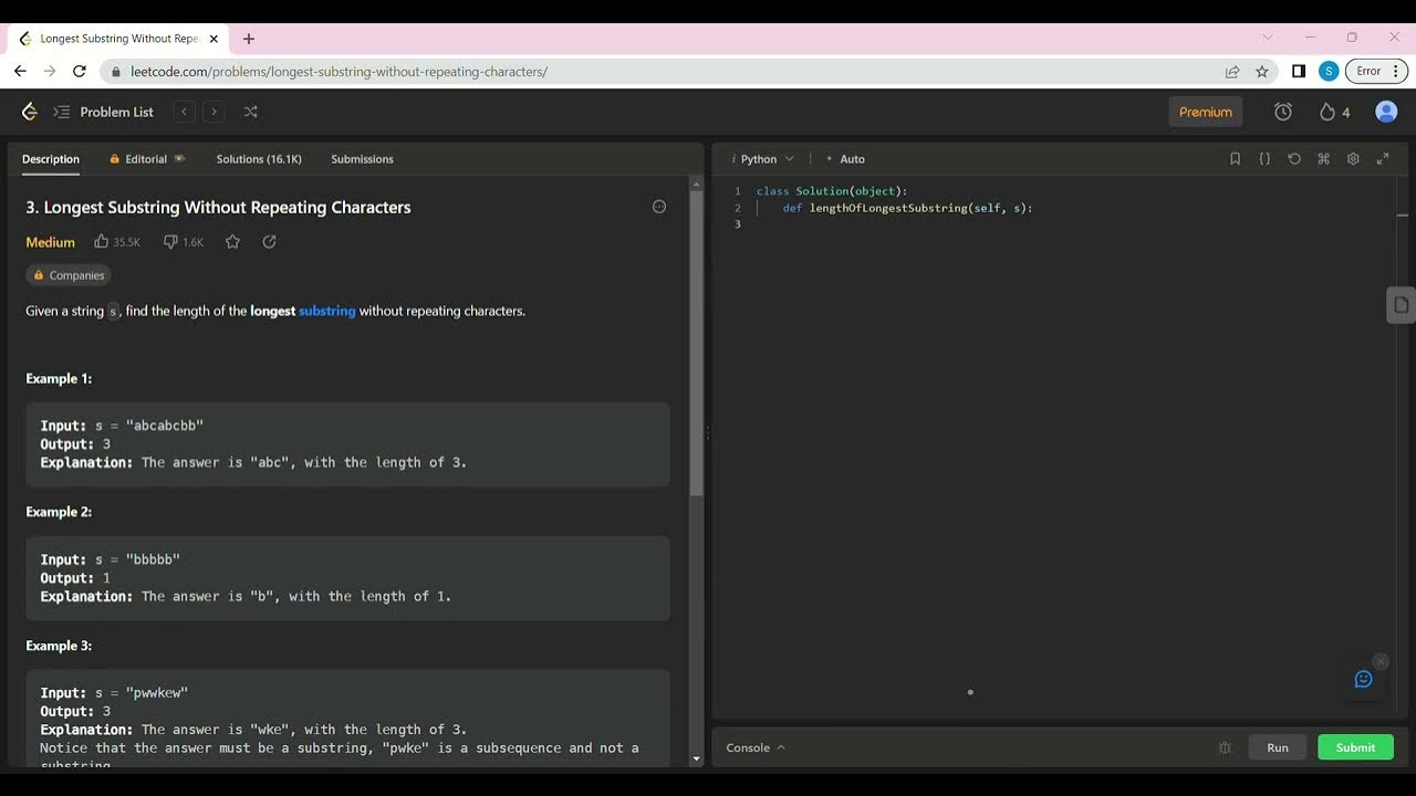 3.Longest Substring Without Repeating Characters in Leetcode using ...