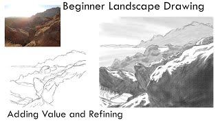 Beginner Landscape Drawing - Adding Value and Refining