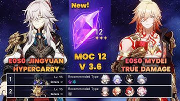 E0S0 Jingyuan Hypercarry & E0S0 Mydei True Damage | New MOC12 | 3 Stars | HSR | V3.6 |