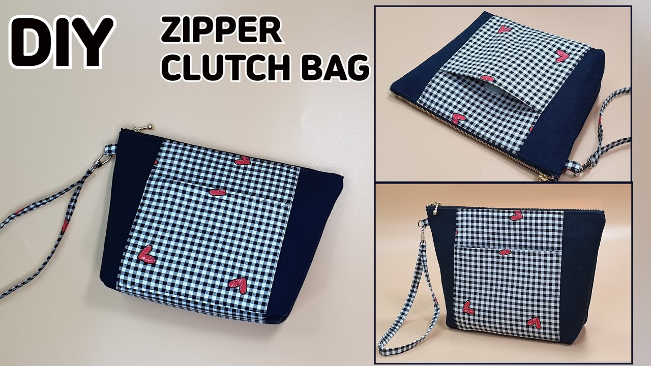 DIY ZIPPER CLUTCH BAG / Wrist bag / Zipper pouch / sewing tutorial ...