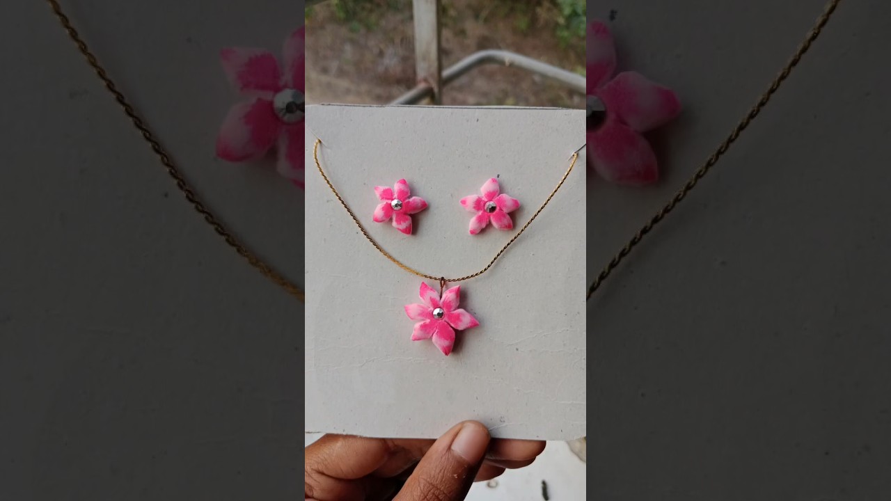 Diy with cherry blossoms jwellery 🌸✨#creativity #clayart #jwellery #shortvideo #art&craft #subscribe