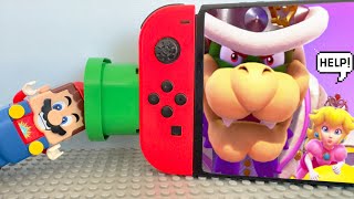 Lego Mario enters the Nintendo Switch to collect 4 moons to save Princess Peach! Can he do it?