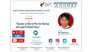 MHRD IIC | Arunai Engineering College | Session on How to Plan for Startup and Legal & Ethical Steps