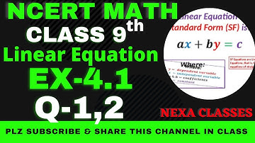 Ex-4.1 Q-1,2 | Chapter 4 | Linear Equation | Class 9th NCERT Math |
