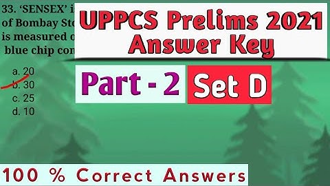 UPPCS Prelims 2021 (Paper- 1) ANSWER KEY Part - 2, Set-D (Held On 24 October) ।। VPS Education ।।