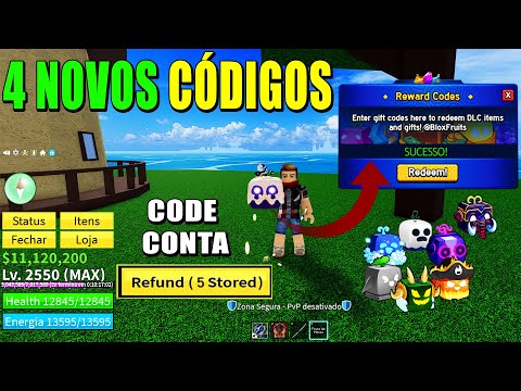 LANÇOU OS 4 NOVOS MELHORES CODIGOS do BLOX FRUITS !!! E TODOS OS CODES QUE  ESTÃO FUNCIONANDO 