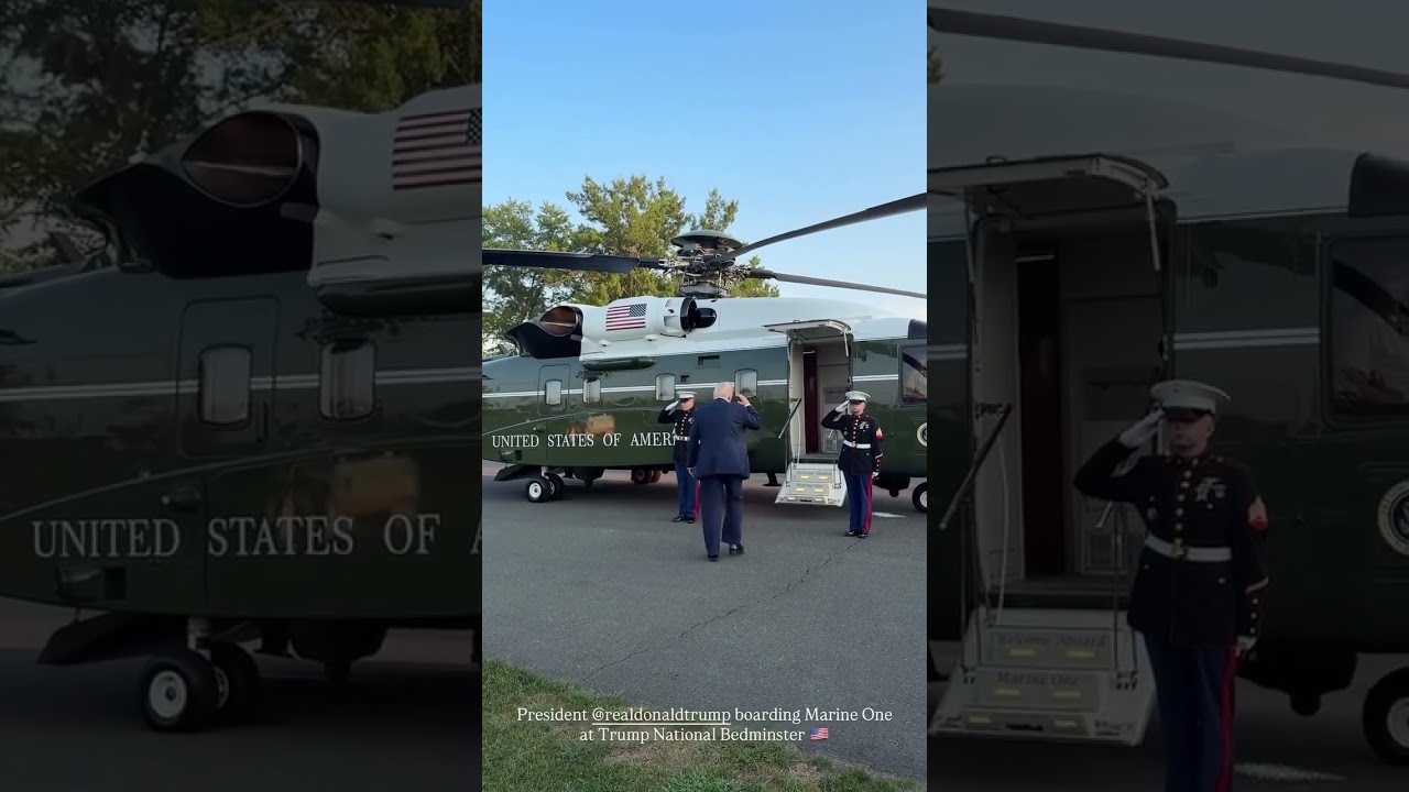 President Donald Trump Boarding Marine One At National Bedminster Donaldtrump