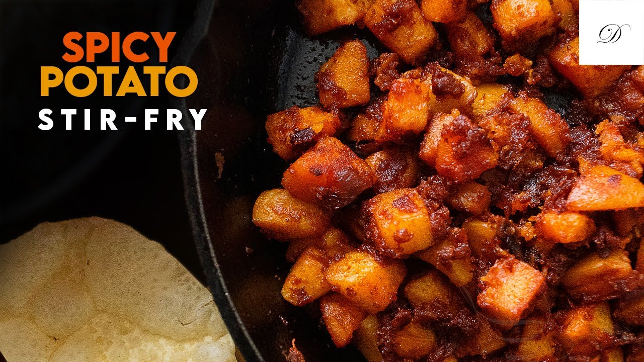 How to make delicious SPICY POTATO STIR FRY |  3 ingredients recipe | Droolsss