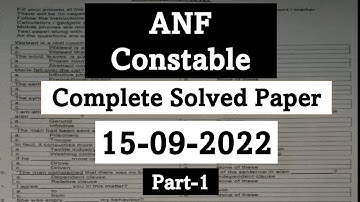 Today ANF Constable Solved Paper Key (15-09-2022) |Part-1| anf constable solved test key 15-09-2022