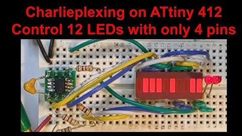 Charlieplexing 12 LEDs on an ATtiny 412 microcontroller
