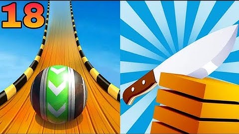 🪂🏈Sky Rolling Ball🏀 VS 🗡️🔪Slice It all🍉 All Levels Gameplay Android, iOS