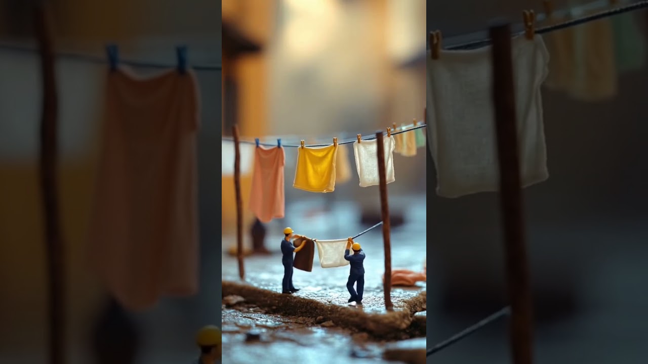 🔧 Tiny Workers Are Washing Cloth | 