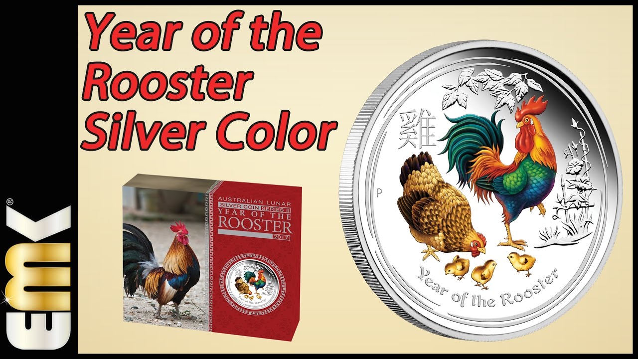 Year of the Rooster 1 Oz Silver Coin from Australia 2017 in Color Proof ...