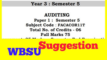 WBSU BCOM HONOURS AUDITING SUGGESTION semester 5