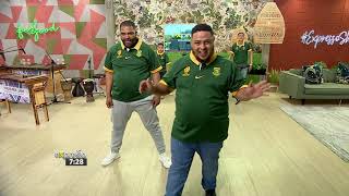Superfan Jeremy shows off his Springbok Dance Moves