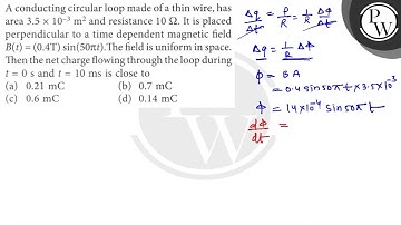 A conducting circular loop made of a thin wire, has area \( 3.5 \ti...