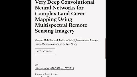Very Deep Convolutional Neural Networks for Complex Land Cover Mapping Using Multispe... | RTCL.TV