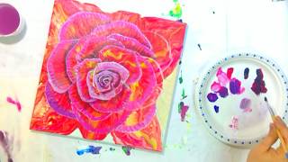 How to Alter Acrylic Pour Painting to Make a Rose Painting #Sept2018PouringChallenge @symphonyofcolors2017