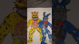FNAF Coloring Book PAGE 33! NIGHTMARE FREDBEAR & NIGHTMARE BONNIE Art Drawing #art #drawing #fnaf