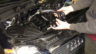 how to “replace” a REAR COOLANT FLANGE and heater hoses a4 audi 2.0t b7 fsi volkswagen