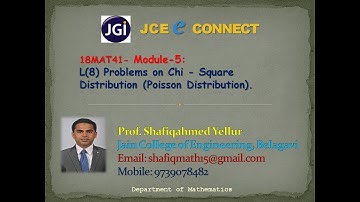 JCE MAT Module-5 L(8) Problems on Chi   Square Distribution ( Poisson Distribution) by Shafiqahmed