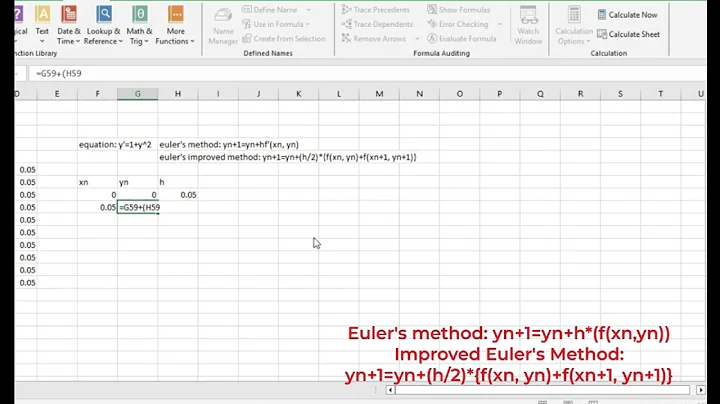 How to use Improved Euler’s Method in excel