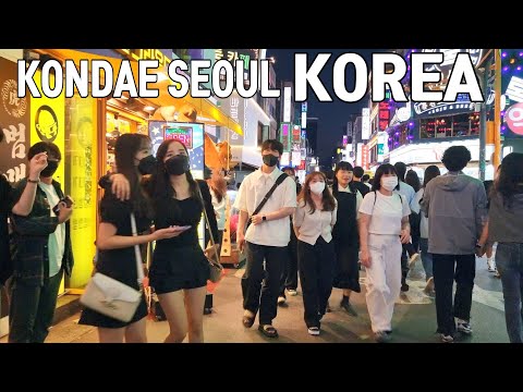 4K Seoul Kondae Street Walk Burning On Lively Kondae Street Saturday Night Konkuk Univ Entrance 