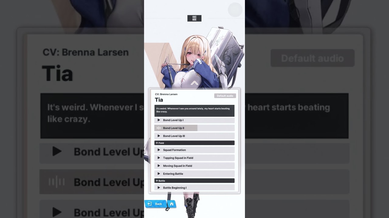 Goddess of Victory: Nikke, Tia All EN Voice Lines