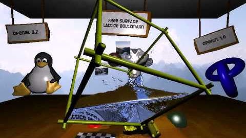 Real time 3d free surface fluid simulation and visualization with caustics (2nd test version)