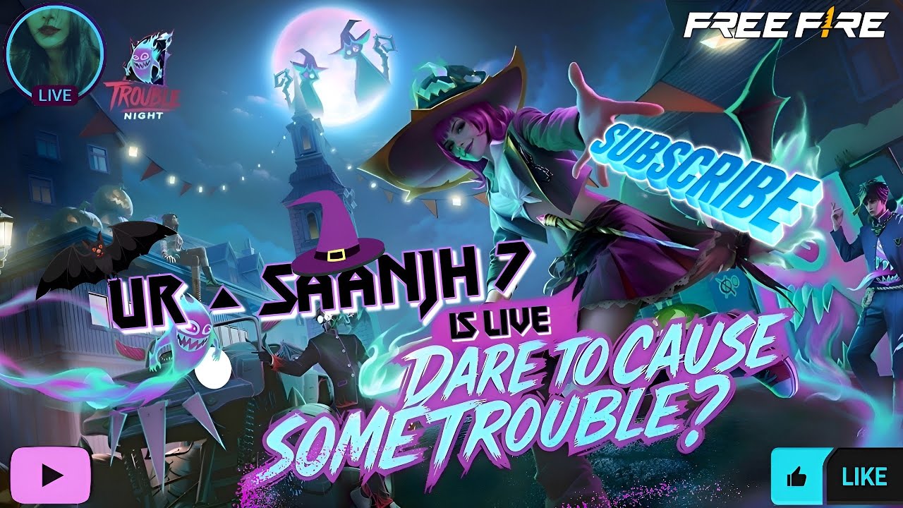🔴Ur • Saanjh 7 Is Live!☘️Free Fire Trouble Night Event❤️ID Review🔥Custom  