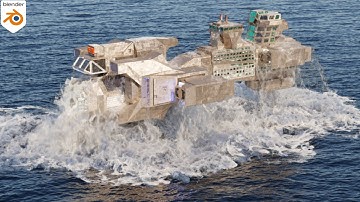 Blender Animation || Spaceship rise out of Ocean (hi-res) | Flip Fluids addon | Ocean Modifier