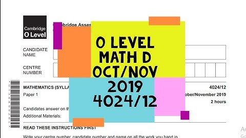 O Level Math D Paper 1 4024/12 Oct/Nov 2019