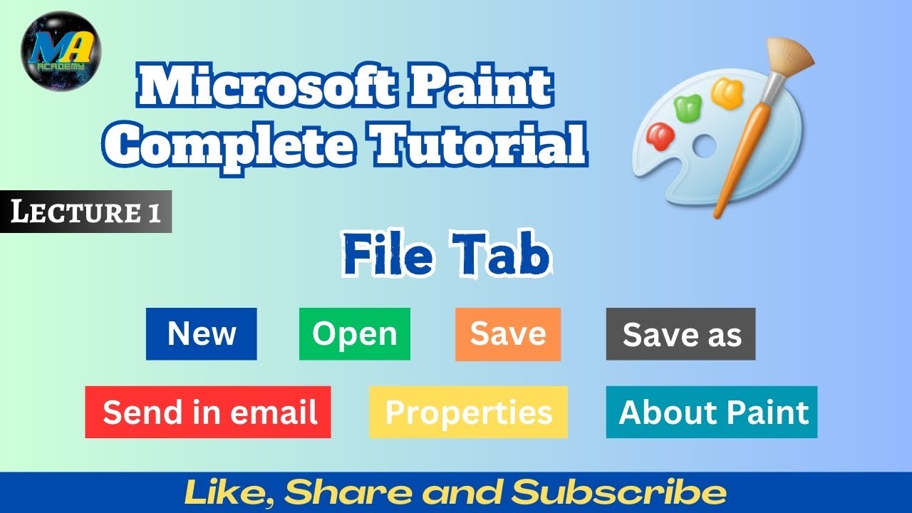 MS Paint | Complete Tutorial | Lecture 1 | File Tab | Urdu & Hindi ...