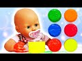 Видео куклы БЕБИ БОН - Рисуем красками с Беби Анабель! Как Мама для Baby Born. Мультики для детей.