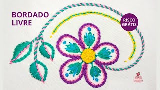 Arranjo floral bordado a mão 🌹 como fazer pontos básicos de bordado livre