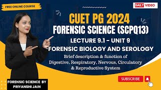Forensic Biology and Serology Lecture 9.1 Unit 9 | CUET PG 2024 | Priyanshi Jain | Forensic Science