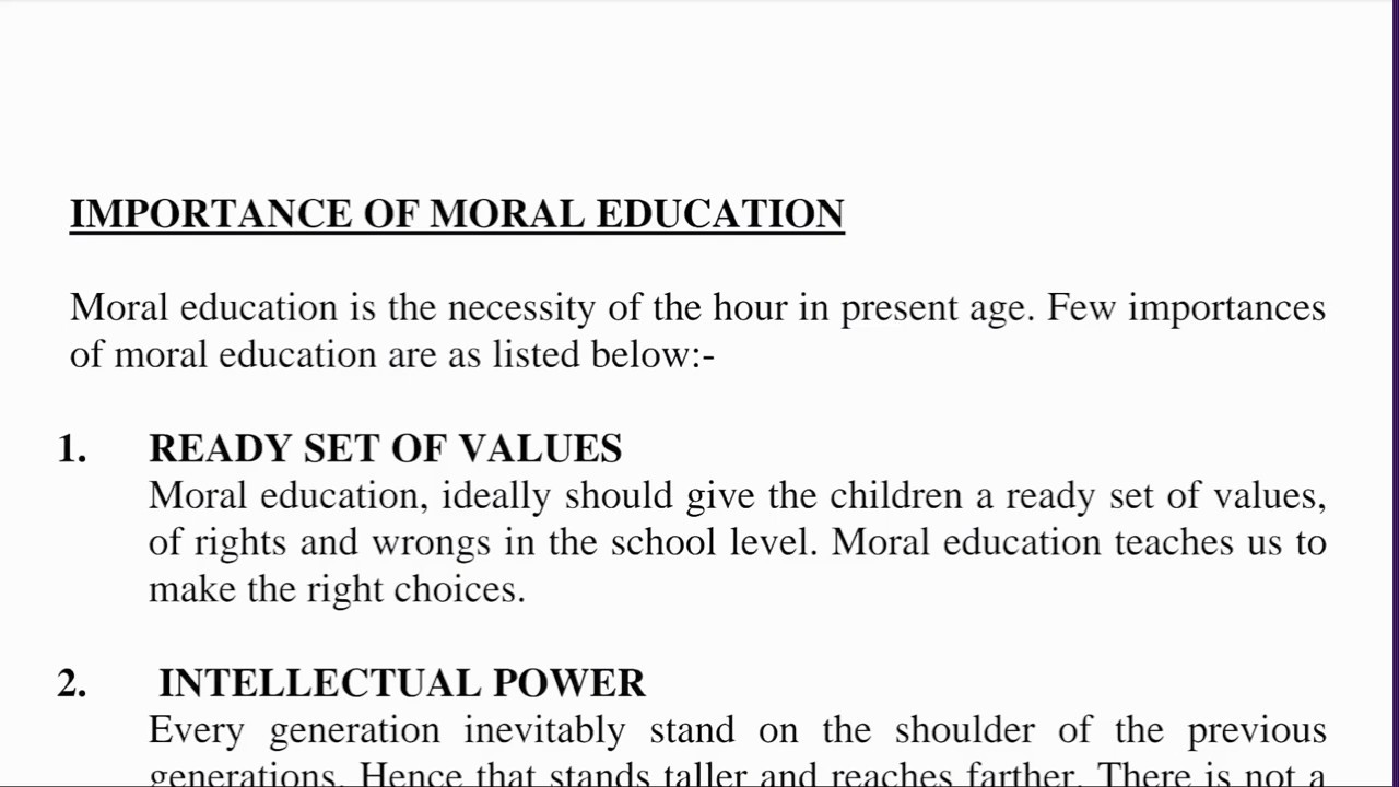 importance of moral education essay for class 7