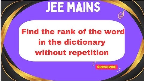 Find the Rank of the word in the dictionary (without repetition).A super trick. #jee #besttrick