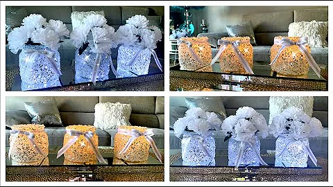 DIY Dollar Tree Lighted Crushed Glass Vase | Crushed Glass Candle Holder | Glam Decor